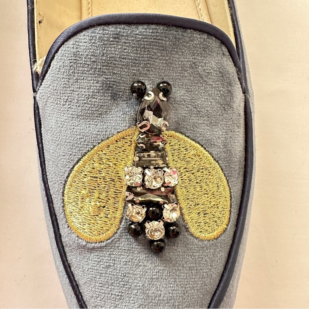 Zara Blue Velvet Slippers with Butterfly Embellishment 38 - Picture 3 of 5